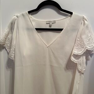 Joie White Blouse with Black Trim